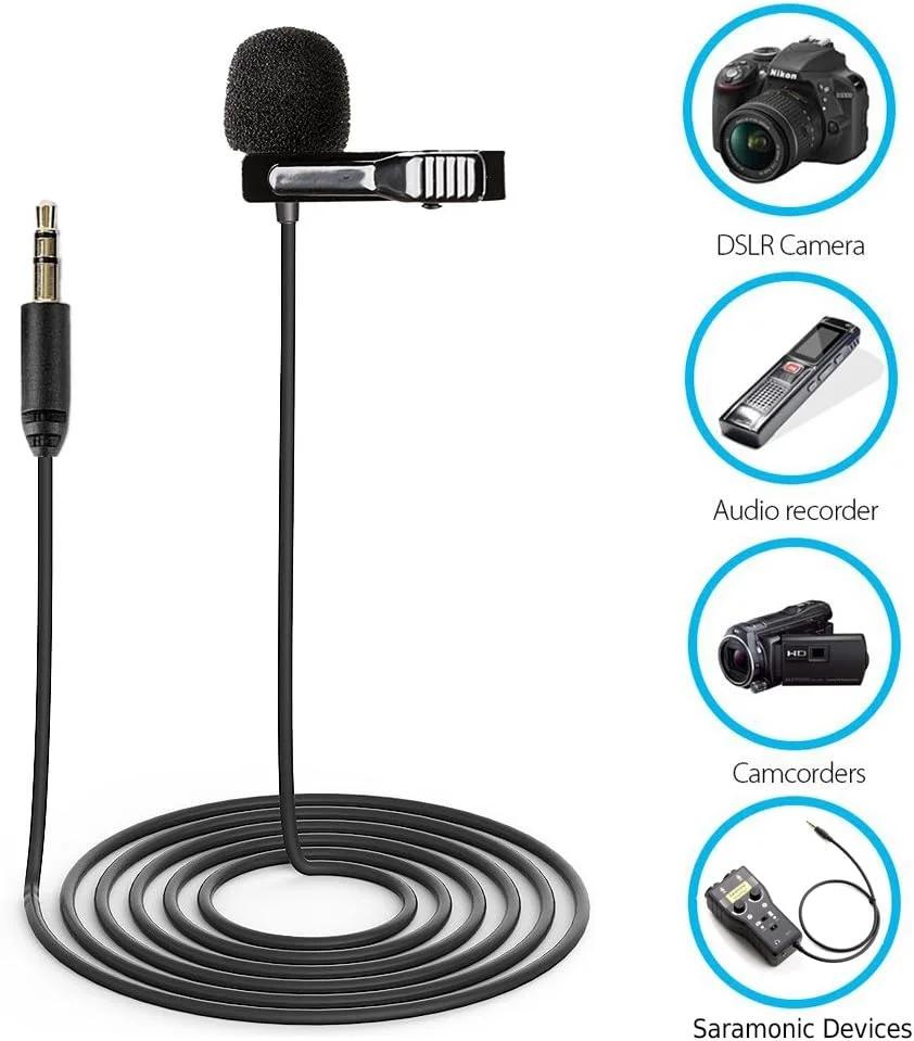 میکروفون یقه‌ای اومنی‌دایرکشنال با کیفیت پخش Saramonic Sr-XLm1 با کانکتور 3.5 میلی‌متری TRS برای دوربین‌های DSLR، دوربین‌های فیلمبرداری، دستگاه‌های ضبط و دستگاه‌های Saramonic