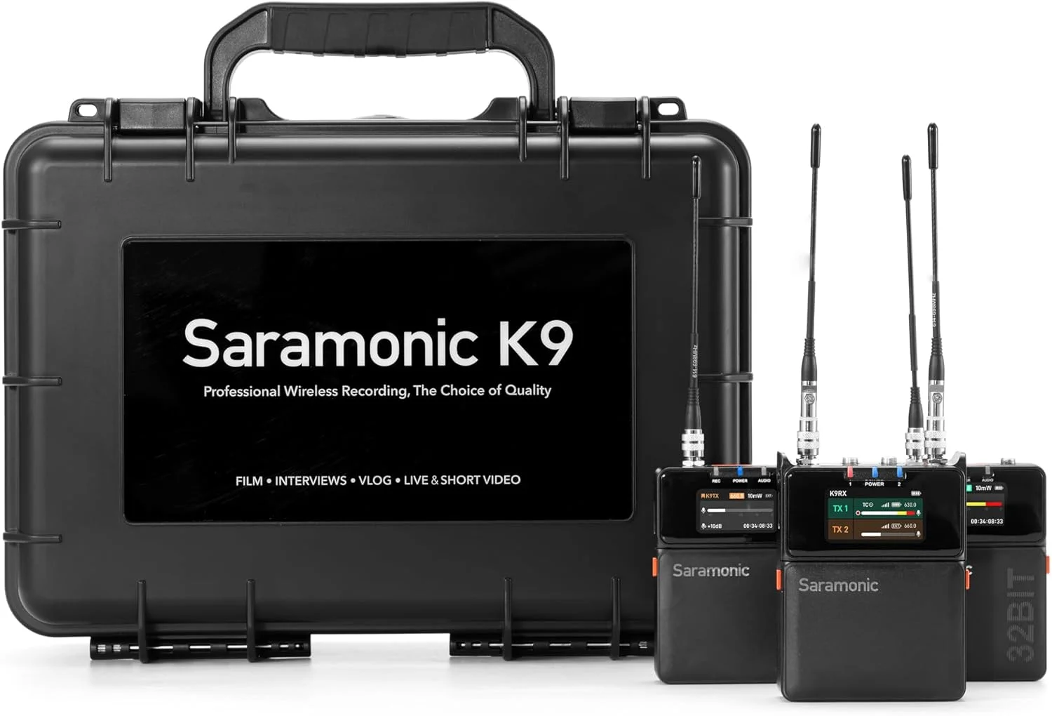 سیستم میکروفون بی سیم دوگانه دیجیتال UHF حرفه ای Saramonic K9-US با شناور 32 بیتی/کد زمانی/مینی لاوالیر/کنترل برنامه/خروجی 3.5 میلی متری/XLR/3.5 میلی متری/USB-C (K9-USA) سیستم میکروفون بی سیم دوگانه دیجیتال UHF حرفه ای Saramonic K9-US با شناور 32 بیتی/کد زمانی/مینی لاوالیر/کنترل برنامه/خروجی 3.5 میلی متری/XLR/3.5 میلی متری/USB-C (K9-USA)