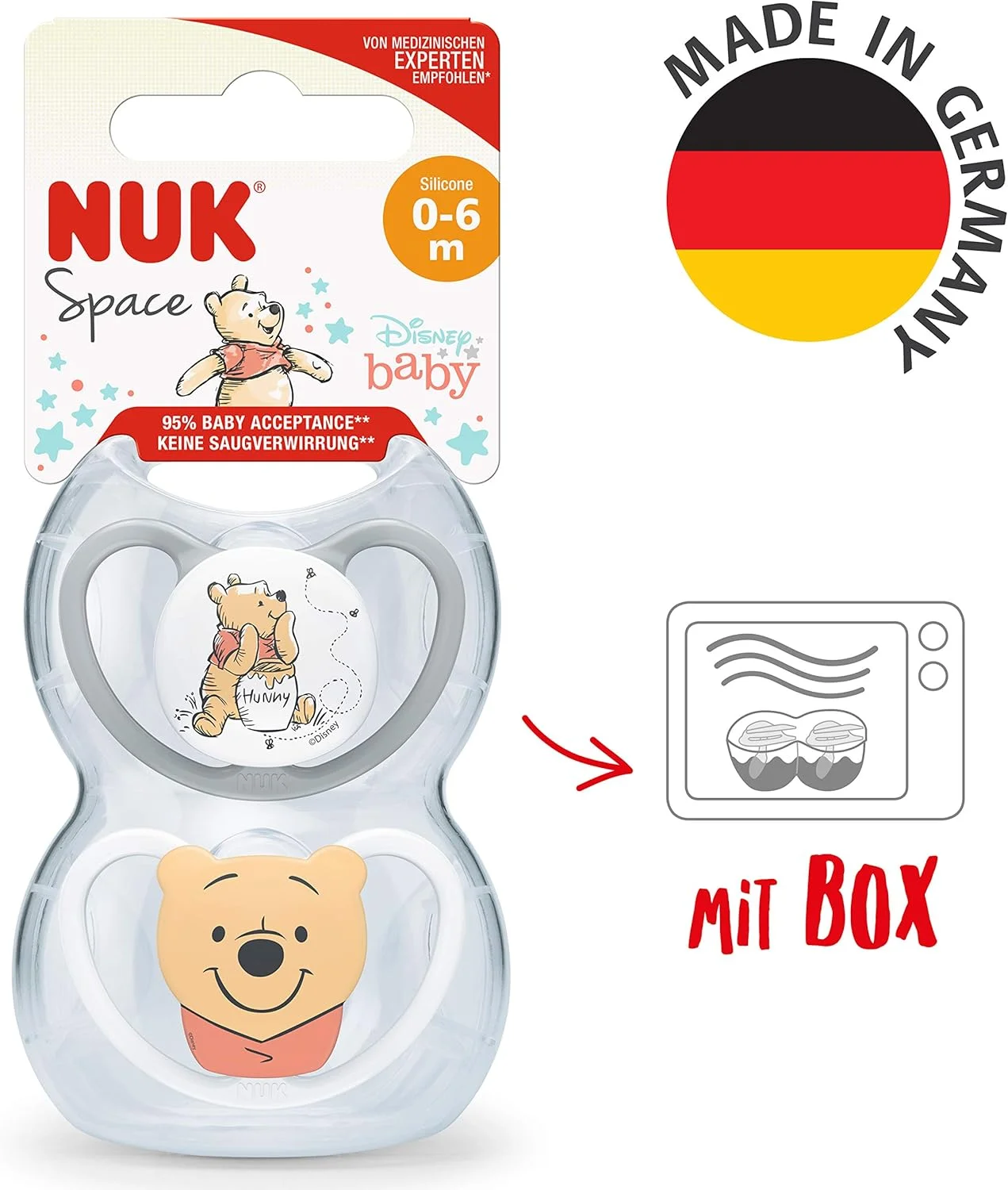 پستانک ارتودنسی کودک NUK Space | 0-6 ماه | پستانک با تهویه اضافی برای پوست حساس | سیلیکون فاقد BPA | دیزنی وینی پو | 2 عدد پستانک ارتودنسی کودک NUK Space | 0-6 ماه | پستانک با تهویه اضافی برای پوست حساس | سیلیکون فاقد BPA | دیزنی وینی پو | 2 عدد