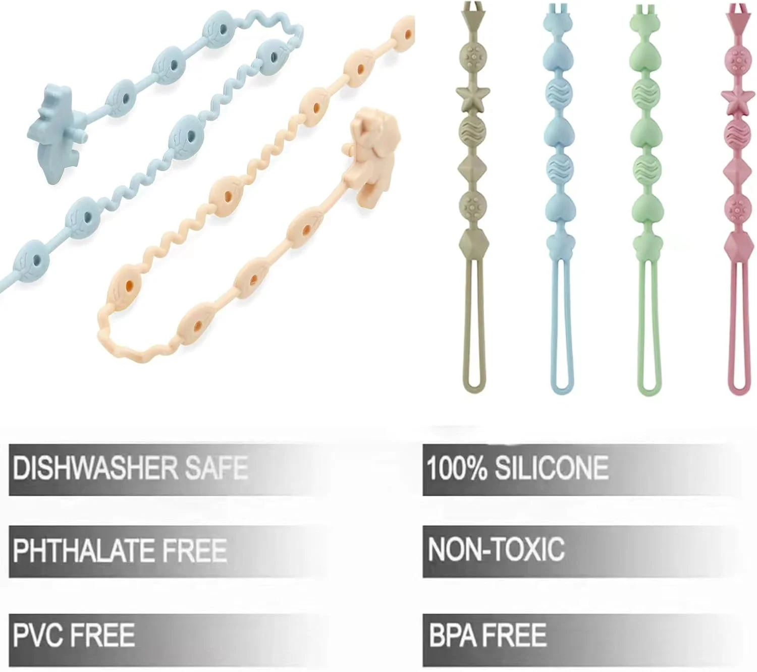 بند اسباب بازی و گیره پستانک سیلیکونی پاندا ایر، 8 عددی، بند پستانک سیلیکونی طرح دایناسور و گیره نگهدارنده پستانک با طراحی یک تکه برای نوزادان پسر و دختر بند اسباب بازی و گیره پستانک سیلیکونی پاندا ایر، 8 عددی، بند پستانک سیلیکونی طرح دایناسور و گیره نگهدارنده پستانک با طراحی یک تکه برای نوزادان پسر و دختر