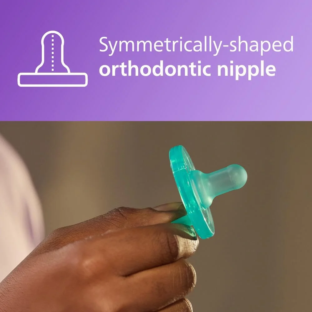 پستانک ارتودنسی نوزاد فیلیپس اونت Soothie، پستانک 100% سیلیکونی، یک تکه، بدون BPA، برای نوزادان 0-3 ماهه، سبز، بسته 4 عددی، مدل SCF190/41
