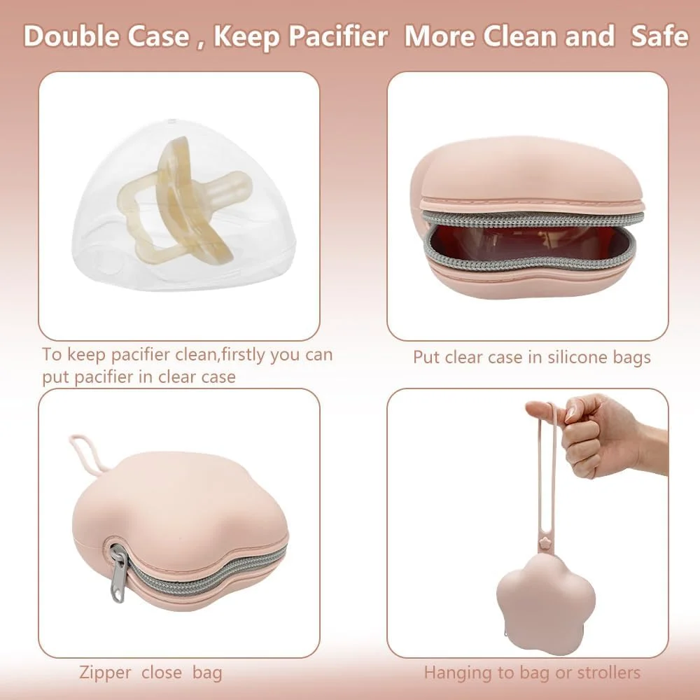 کیف نگهدارنده پستانک، 2 عدد کیف سیلیکونی پستانک و 2 عدد محفظه شفاف نگهداری سر پستانک، جعبه های نگهداری پستانک کودک فاقد BPA برای مسافرت و استفاده در حال حرکت، محافظ پستانک کودک کیف نگهدارنده پستانک، 2 عدد کیف سیلیکونی پستانک و 2 عدد محفظه شفاف نگهداری سر پستانک، جعبه های نگهداری پستانک کودک فاقد BPA برای مسافرت و استفاده در حال حرکت، محافظ پستانک کودک
