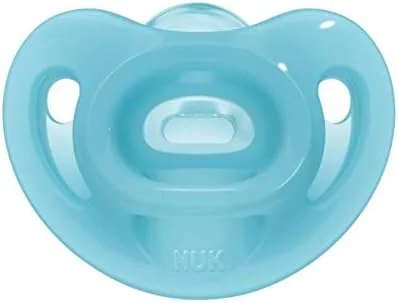 پستانک ارتودنسی کودک نوک مدل Sensitive مناسب پوست حساس 0-6 ماه، 100% سیلیکون، فاقد BPA، آبی و سبز، بسته 2 عددی