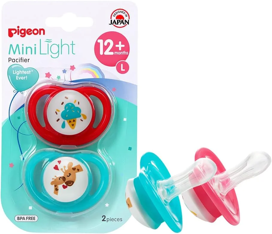 پستانک ارتودنسی دخترانه سایز بزرگ L دوقلو پیجن مدل Minilight، یک عدد