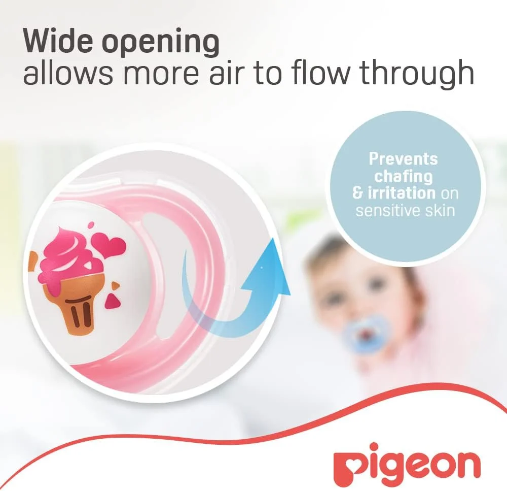 پستانک دوقلو مینی لایت Pigeon، فوق العاده سبک، سرپستانک سیلیکونی نرم، بدون BPA، سایز S، دخترانه