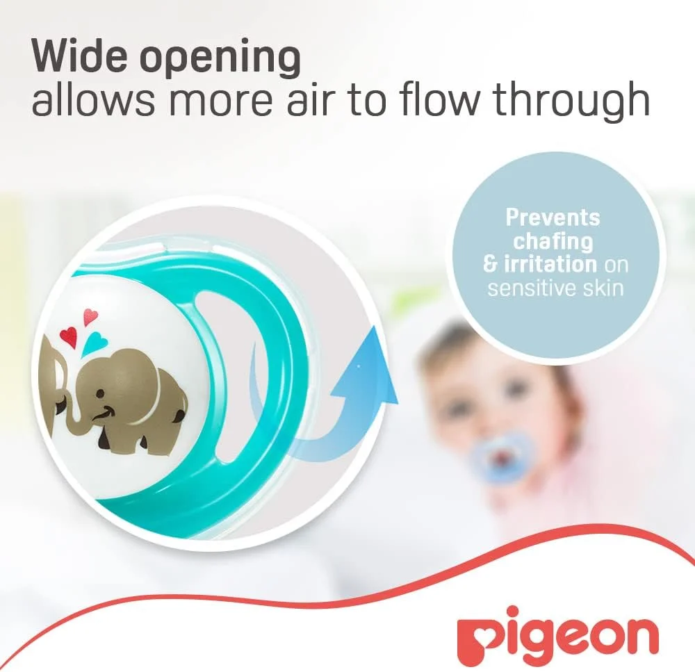 پستانک مینی لایت Pigeon، فوق العاده سبک، سرсили نرم، جریان هوای بیشتر، فاقد BPA، سایز M مناسب برای نوزادان 6+ ماه، شفاف پستانک مینی لایت Pigeon، فوق العاده سبک، سرсили نرم، جریان هوای بیشتر، فاقد BPA، سایز M مناسب برای نوزادان 6+ ماه، شفاف