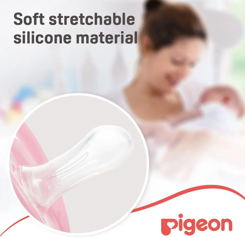 پستانک دوقلو مینی لایت Pigeon، فوق العاده سبک، سرپستانک سیلیکونی نرم، بدون BPA، سایز S، دخترانه