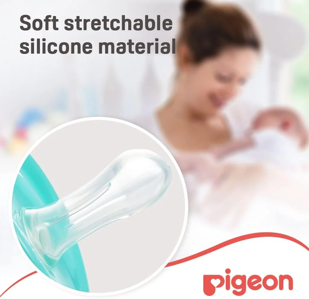 پستانک مینی لایت Pigeon، فوق العاده سبک، سرсили نرم، جریان هوای بیشتر، فاقد BPA، سایز M مناسب برای نوزادان 6+ ماه، شفاف پستانک مینی لایت Pigeon، فوق العاده سبک، سرсили نرم، جریان هوای بیشتر، فاقد BPA، سایز M مناسب برای نوزادان 6+ ماه، شفاف