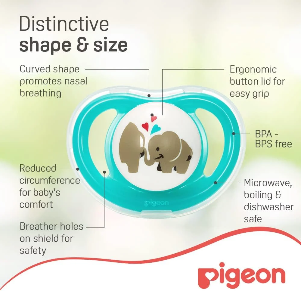 پستانک مینی لایت Pigeon، فوق العاده سبک، سرсили نرم، جریان هوای بیشتر، فاقد BPA، سایز M مناسب برای نوزادان 6+ ماه، شفاف پستانک مینی لایت Pigeon، فوق العاده سبک، سرсили نرم، جریان هوای بیشتر، فاقد BPA، سایز M مناسب برای نوزادان 6+ ماه، شفاف