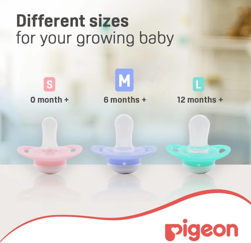 پستانک مینی لایت Pigeon، فوق العاده سبک، سرсили نرم، جریان هوای بیشتر، فاقد BPA، سایز M مناسب برای نوزادان 6+ ماه، شفاف پستانک مینی لایت Pigeon، فوق العاده سبک، سرсили نرم، جریان هوای بیشتر، فاقد BPA، سایز M مناسب برای نوزادان 6+ ماه، شفاف