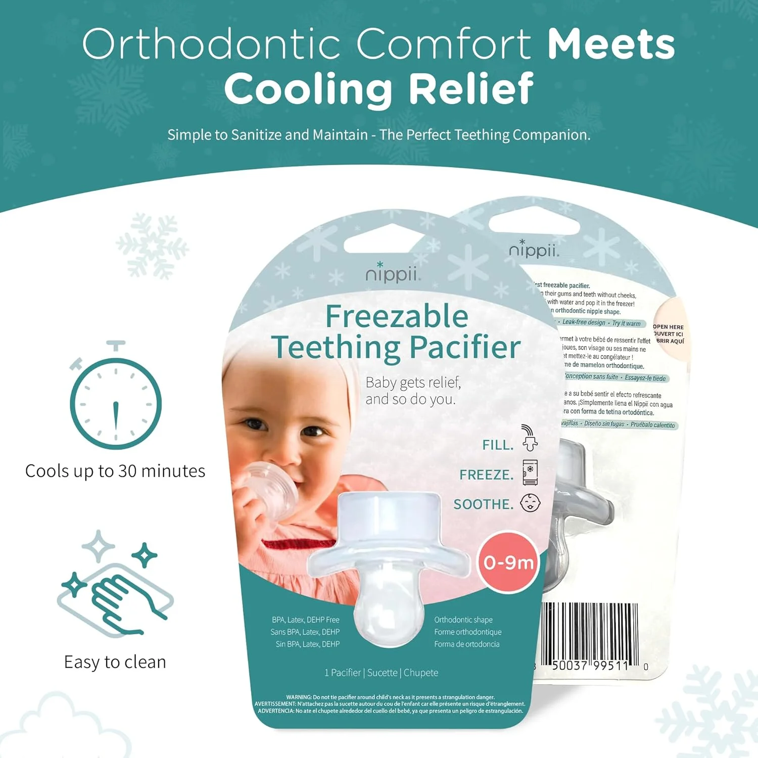 پستانک دندانی منجمد شدنی نیپی، شکل ارتودنسی جدید! (شفاف)