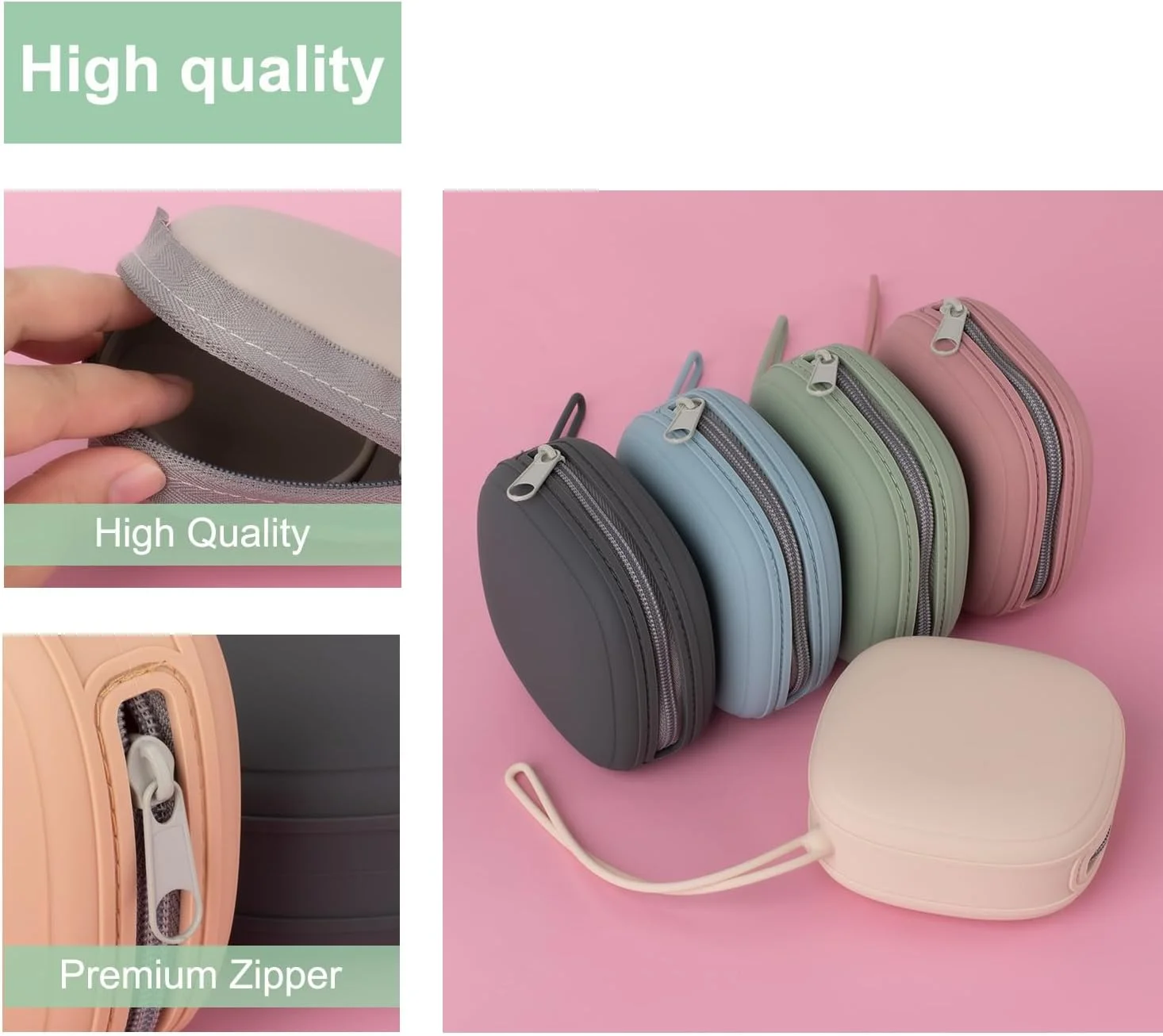 جاسوئیچی پستانک سیلیکونی Swelive، بسته 2 عددی، کیف قابل حمل پستانک برای کیف پوشک، بدون BPA، کیف سیلیکونی پستانک نوزاد برای پسران و دختران (زردآلویی+صورتی پودری)