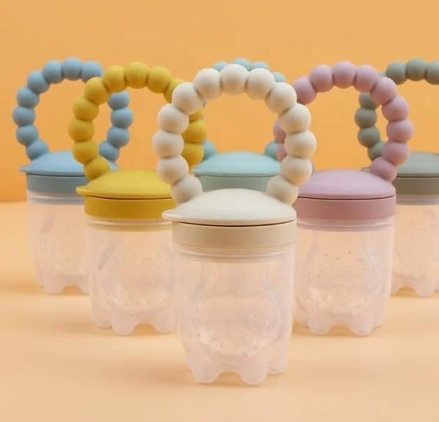 فیدر میوه سیلیکونی کودک، فاقد BPA، پستانک غذای تازه و فیدر دندانگیر برای نوزادان 0 تا 12 ماه، ابزار خود تغذیه | فیدر میوه و غذا با 3 نوک (S/M/L) قرمز روشن