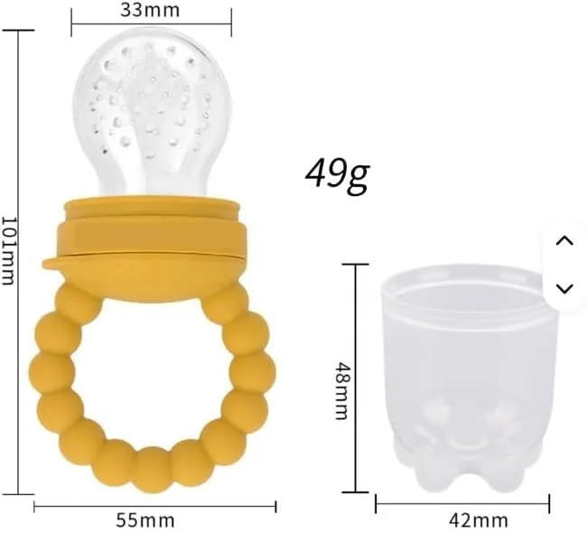 فیدر میوه سیلیکونی کودک، فاقد BPA، پستانک غذای تازه و فیدر دندانگیر برای نوزادان 0 تا 12 ماه، ابزار خود تغذیه | فیدر میوه و غذا با 3 نوک (S/M/L) قرمز روشن