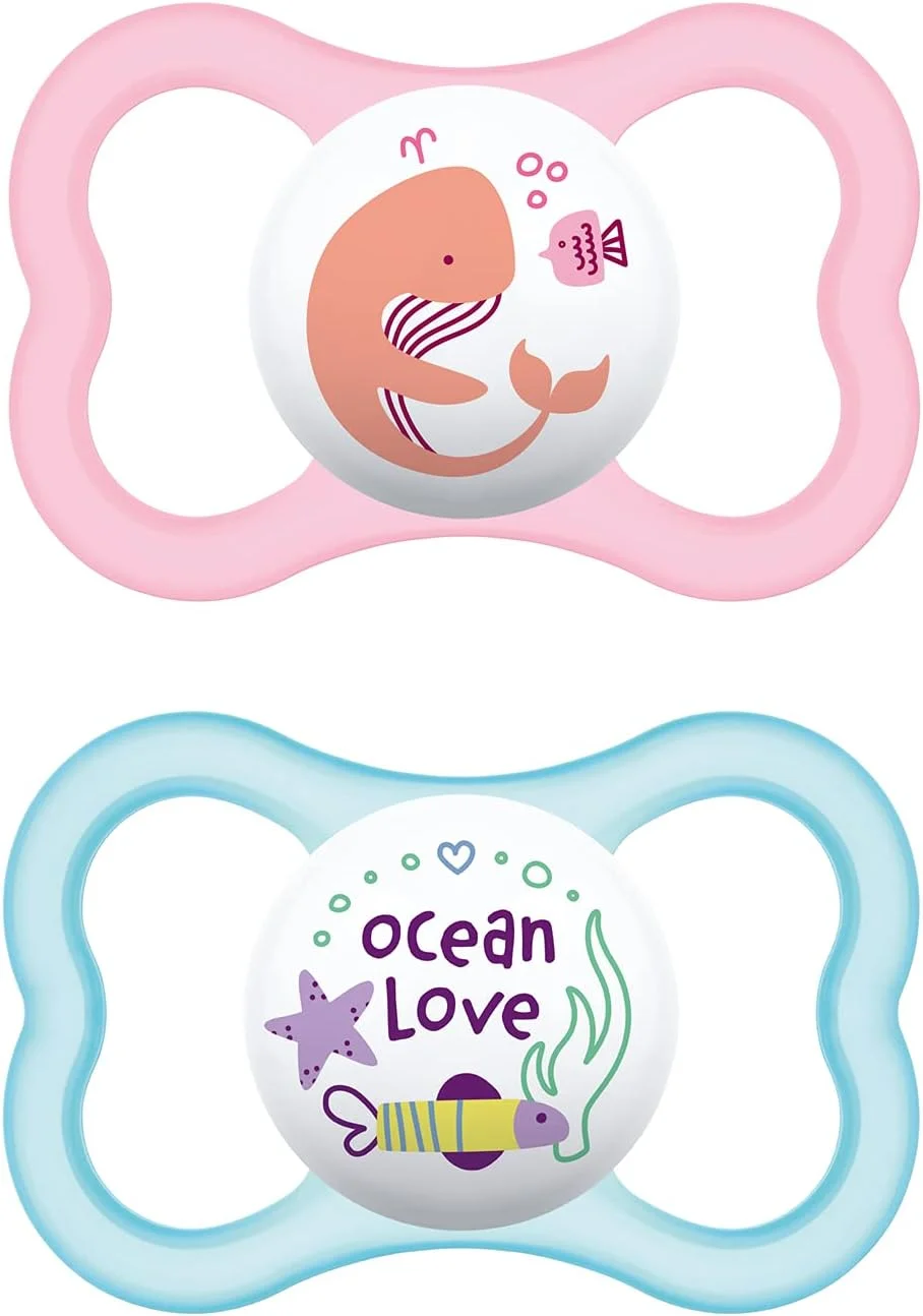 پستانک سیلیکونی چاپی MAM Air - دخترانه - 6+ ماه 2 عددی پستانک سیلیکونی چاپی MAM Air - دخترانه - 6+ ماه 2 عددی