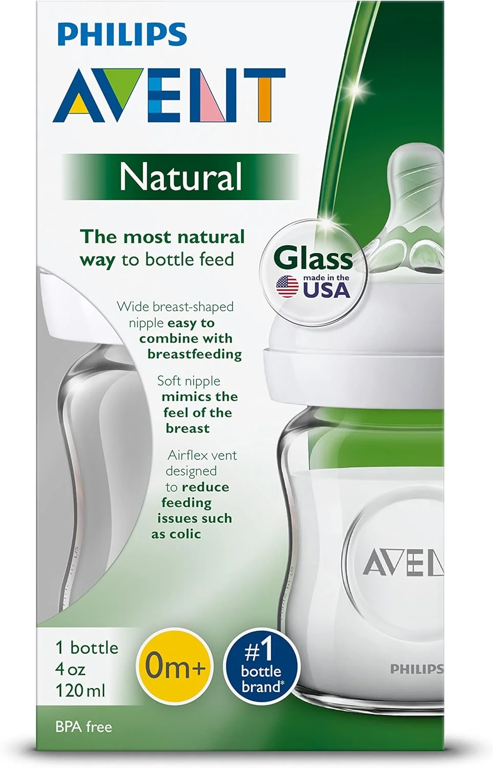 شیشه شیر پیرکس نچرال اونت فیلیپس، 4 اونس، 1 عدد، SCF701/17 شیشه شیر پیرکس نچرال اونت فیلیپس، 4 اونس، 1 عدد، SCF701/17