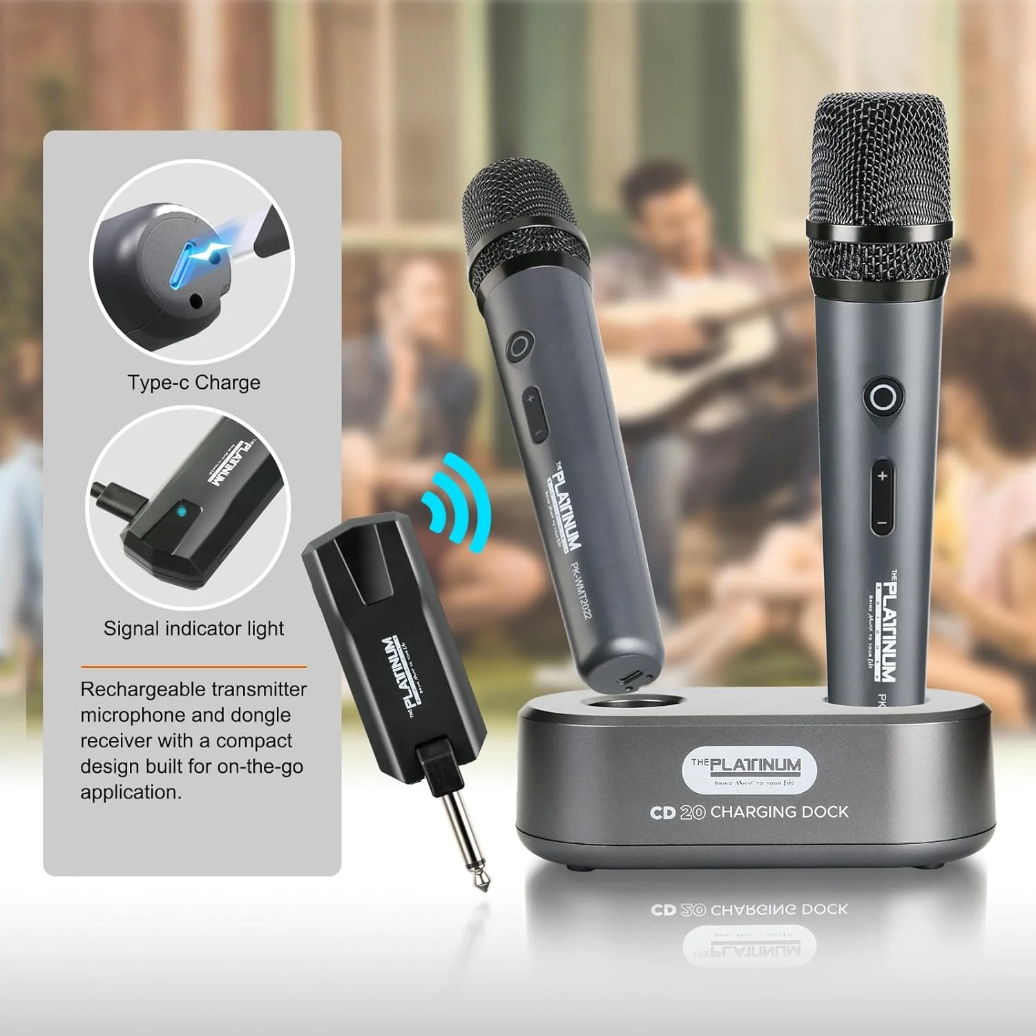 میکروفون بی سیم کارائوکه پلاتینیوم برای ورودی میکروفون UHF فلزی دینامیک دستی چند منظوره با پایه و گیرنده قابل شارژ با برد 160 فوت مناسب برای دستگاه کارائوکه/آمپلی فایر/اسپیکر/میکسر میکروفون بی سیم کارائوکه پلاتینیوم برای ورودی میکروفون UHF فلزی دینامیک دستی چند منظوره با پایه و گیرنده قابل شارژ با برد 160 فوت مناسب برای دستگاه کارائوکه/آمپلی فایر/اسپیکر/میکسر