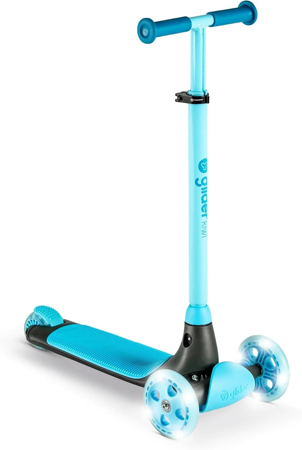 اسکوتر کودکانه Yvolution Glider KIWI – مناسب برای سنین 3 تا 8 سال | اسکوتر 3 چرخ، فرمان قابل تنظیم، چرخ‌های LED، عرشه پهن، فرمان متمایل به پهلو و طراحی تاشو