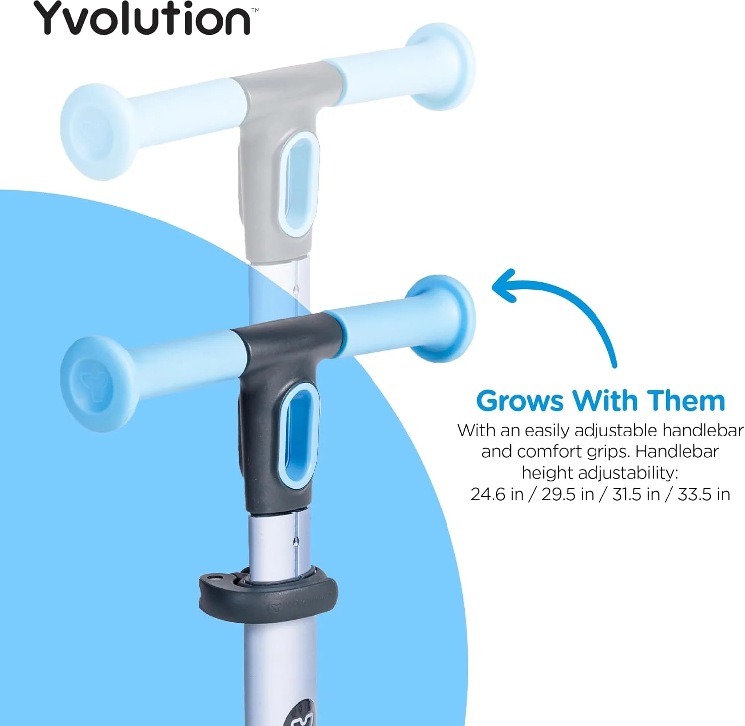 اسکوتر 3 چرخ Yvolution Glider NUA برای کودکان - سنین 3 تا 10 سال | فرمان قابل تنظیم، چرخ های LED، سیستم تاشو قوس دار و عرشه فوق عریض