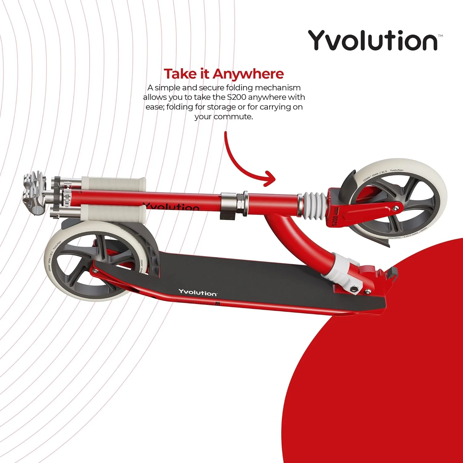 اسکوتر دو چرخ Yvolution S200 قرمز - اسکوتر تاشو سبک وزن برای کودکان 5 سال به بالا | ترمز عقب، فرمان قابل تنظیم، بند حمل آسان (YS54R2) اسکوتر دو چرخ Yvolution S200 قرمز - اسکوتر تاشو سبک وزن برای کودکان 5 سال به بالا | ترمز عقب، فرمان قابل تنظیم، بند حمل آسان (YS54R2)