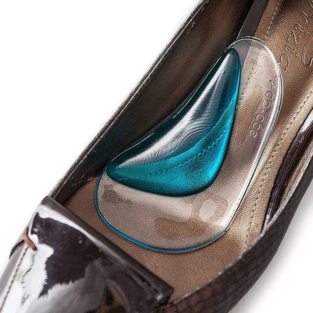 SKEIDO 2 جفت کفی ژله ای قوس دار سیلیکونی طبی برای کف پای صاف، کفی قوس دار ارتوتیک، کفی ژله ای برای پلانتار فاشیایتیس، پد بالشتکی برای پاشنه بلند زنانه و مردانه (سایز بزرگ)