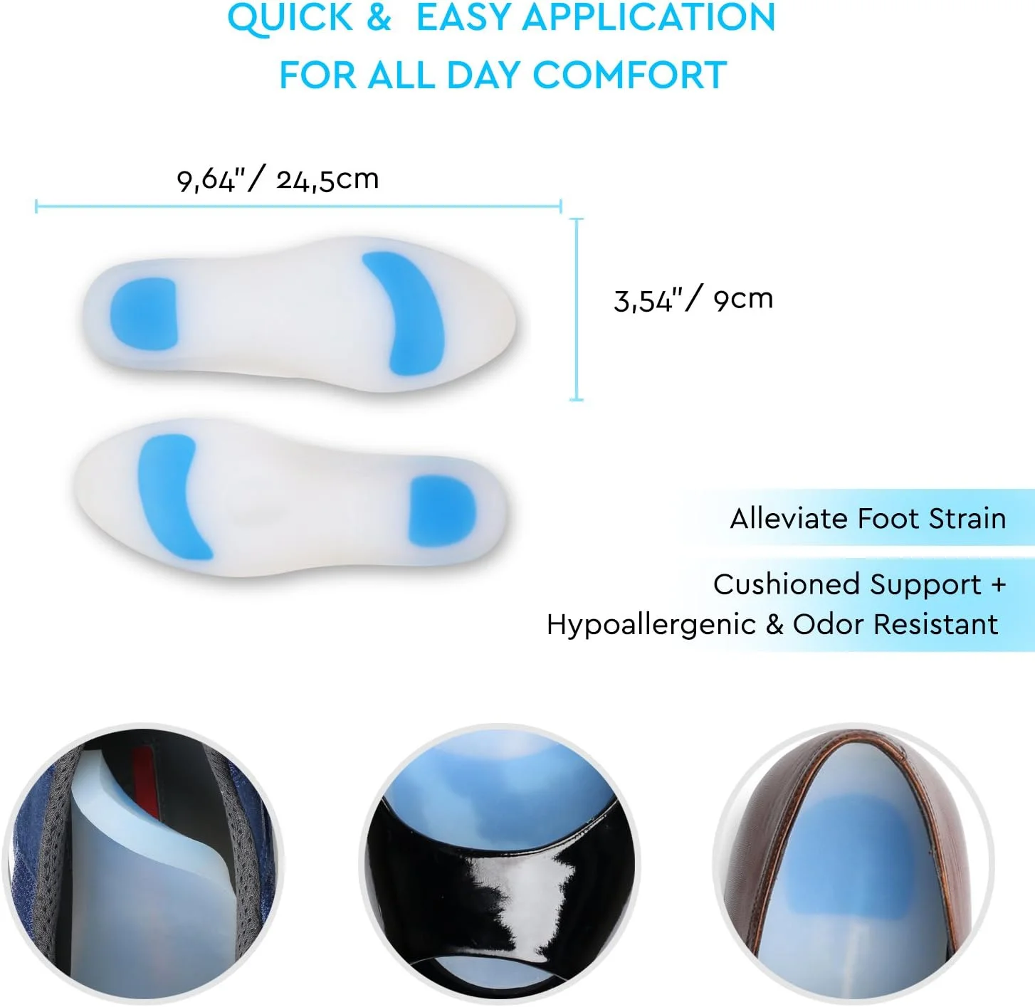 کفی سیلیکونی کفش - کفی طبی (جفت) پشتیبانی ارتوپدی برای پیاده روی، دویدن و تناسب اندام - طراحی نرم، راحت و ضد حساسیت (M / 38-39) کفی سیلیکونی کفش - کفی طبی (جفت) پشتیبانی ارتوپدی برای پیاده روی، دویدن و تناسب اندام - طراحی نرم، راحت و ضد حساسیت (M / 38-39)