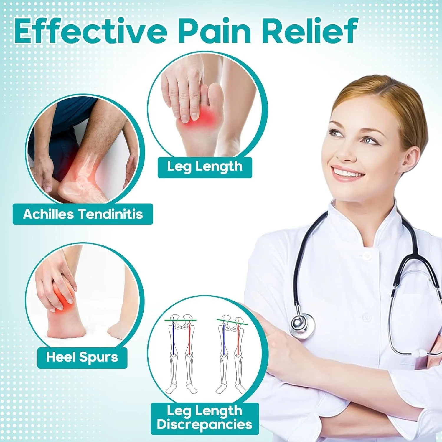 کفی کفش - پدهای طبی ارتفاع دهنده - کفی افزایش قد - کفی های قوس دار برای پلانتار فاسیایتیس، کف پای صاف، پروناسیون بیش از حد، تاندونیت آشیل، تسکین درد پا (خاکستری، 3.5 سانتی متر)