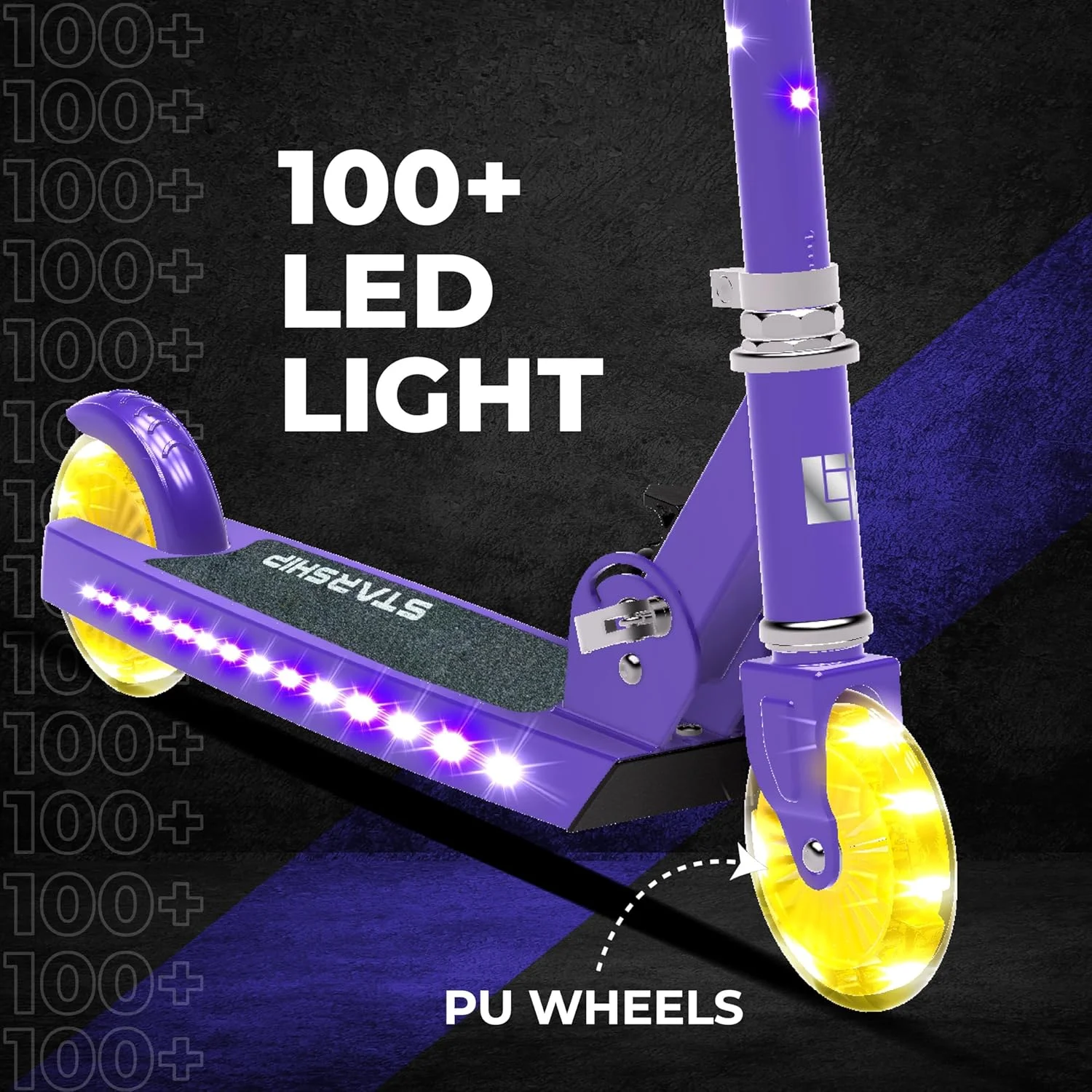 اسکوتر چراغ دار LED مدل LiT Starship 120mm مناسب کودکان | دارای پایه و چرخ های LED، اسکوتر تاشو با قابلیت تنظیم ارتفاع دسته | موجود برای پسران و دختران در رنگ های فیروزه ای، بنفش، قرمز و آبی اسکوتر چراغ دار LED مدل LiT Starship 120mm مناسب کودکان | دارای پایه و چرخ های LED، اسکوتر تاشو با قابلیت تنظیم ارتفاع دسته | موجود برای پسران و دختران در رنگ های فیروزه ای، بنفش، قرمز و آبی