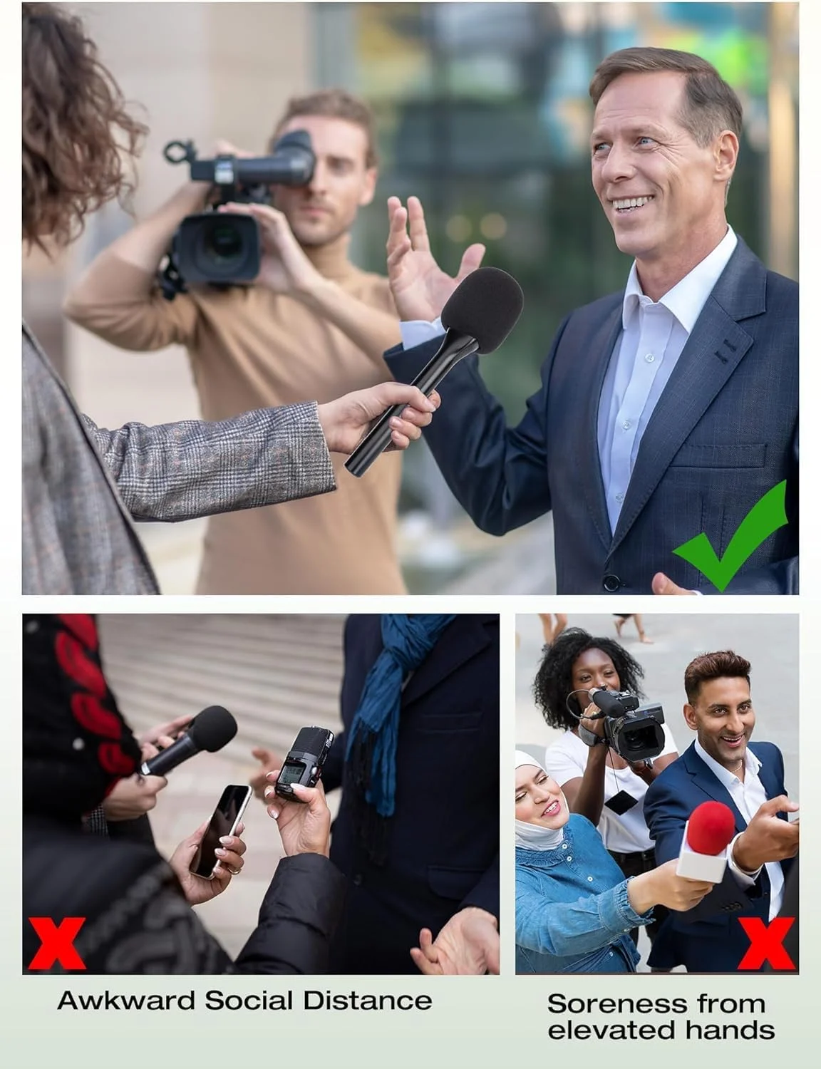 میکروفون بیسیم دستی با پایه نگهدارنده، آداپتور نگهدارنده میکروفون مصاحبه، سازگار با میکروفون 1/2، مشکی میکروفون بیسیم دستی با پایه نگهدارنده، آداپتور نگهدارنده میکروفون مصاحبه، سازگار با میکروفون 1/2، مشکی