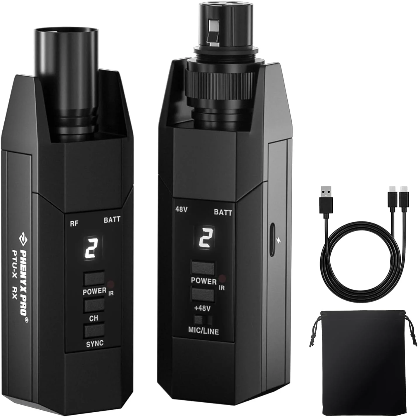 سیستم فرستنده و گیرنده بی‌سیم XLR پلاگین Phenyx Pro، سیستم میکروفون سیمی به بی‌سیم با 16 فرکانس UHF، آداپتور میکروفون XLR برای میکروفون دینامیک و کندانسر (PTU-X)