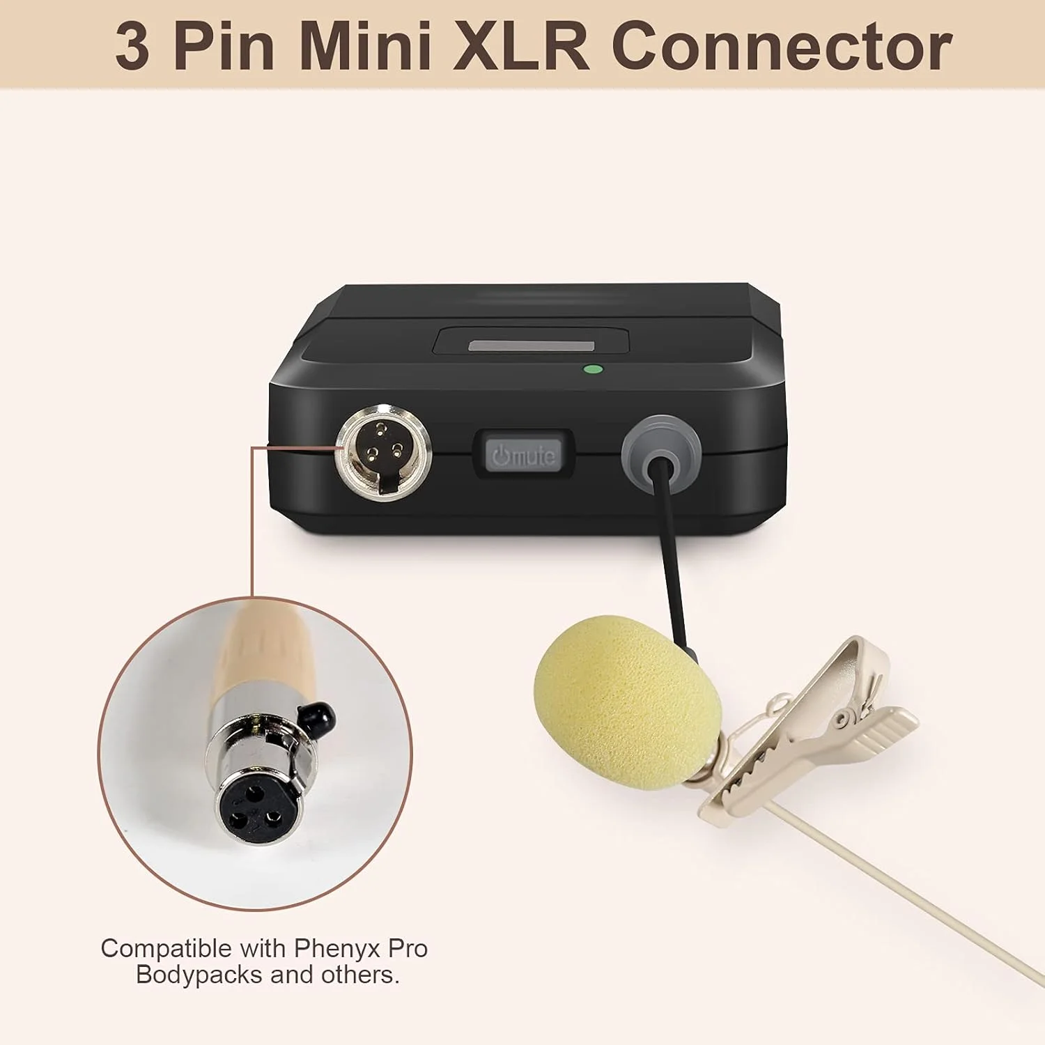 میکروفون یقه ای و هدست بژ Phenyx Pro با جک مینی XLR، گیره بدون دست، هدست بوم سیمی انعطاف پذیر، سازگار با تمام سیستم های میکروفون بی سیم میکروفون یقه ای و هدست بژ Phenyx Pro با جک مینی XLR، گیره بدون دست، هدست بوم سیمی انعطاف پذیر، سازگار با تمام سیستم های میکروفون بی سیم