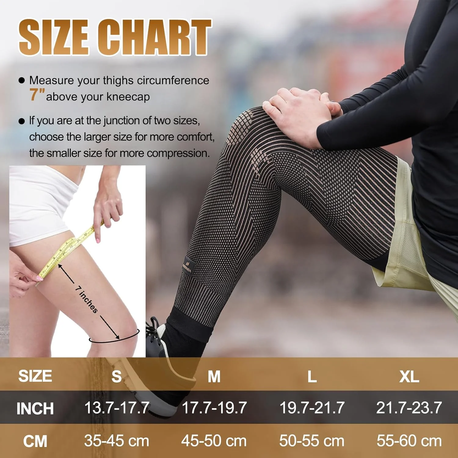 زانوبند ساق پا NEENCA برای درد زانو، آستین بلند ساق پا.. YHT002-US-Copper-L