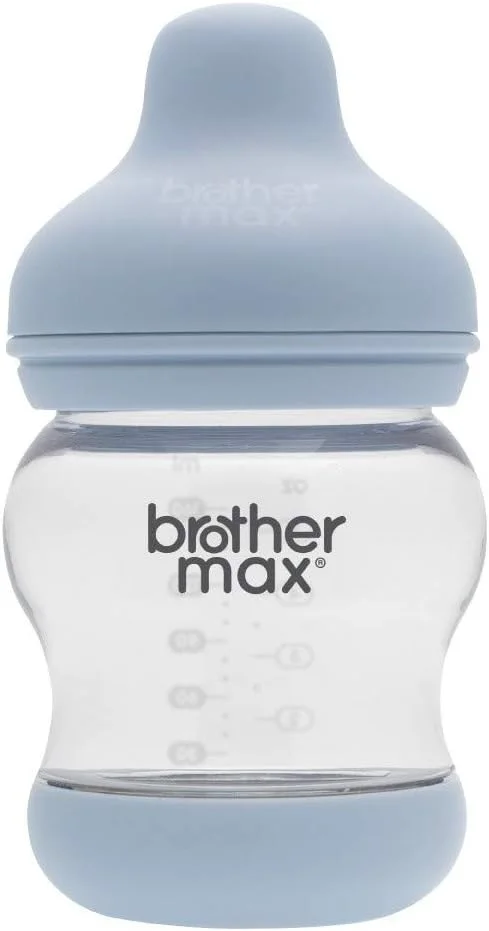 شیشه شیر نوزاد براذر مکس با سرشیشه سیلیکونی ضد چکه با حس طبیعی، دریچه ضد کولیک دوتایی و بدون BPA، مناسب نوزادان و کودکان تازه متولد شده، 160 میلی لیتر آبی (بسته 1 عددی) شیشه شیر نوزاد براذر مکس با سرشیشه سیلیکونی ضد چکه با حس طبیعی، دریچه ضد کولیک دوتایی و بدون BPA، مناسب نوزادان و کودکان تازه متولد شده، 160 میلی لیتر آبی (بسته 1 عددی)