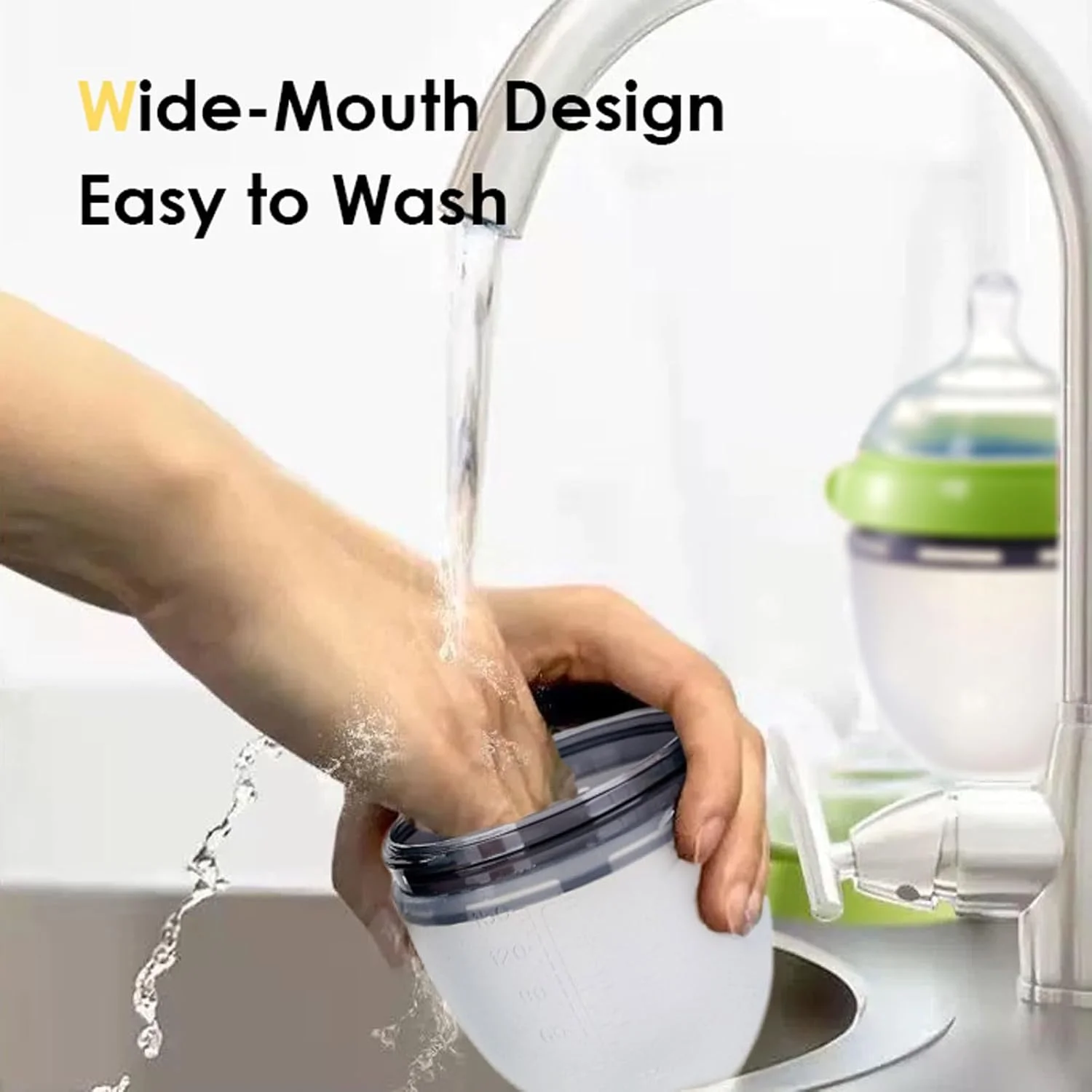 شیشه شیر ضد نفخ کودک Checkzed، شیشه شیر سیلیکونی نرم برای نوزادان، طراحی دهانه پهن، مناسب برای انتقال از شیر مادر به شیشه شیر، شیشه شیر سبز (150 میلی لیتر)