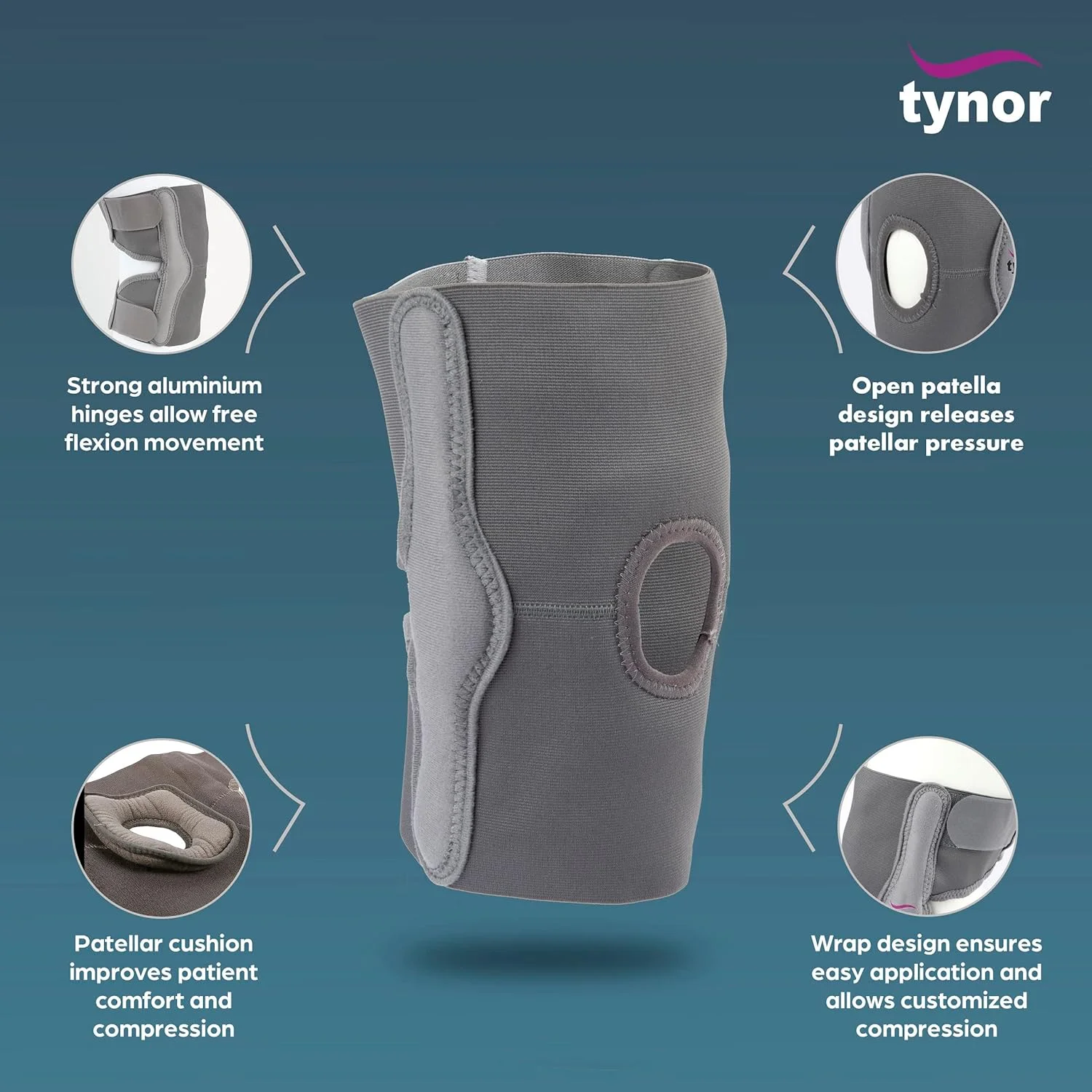 زانوبند کشی الاستیک Tynor، خاکستری، سایز XL، 1 عدد زانوبند کشی الاستیک Tynor، خاکستری، سایز XL، 1 عدد