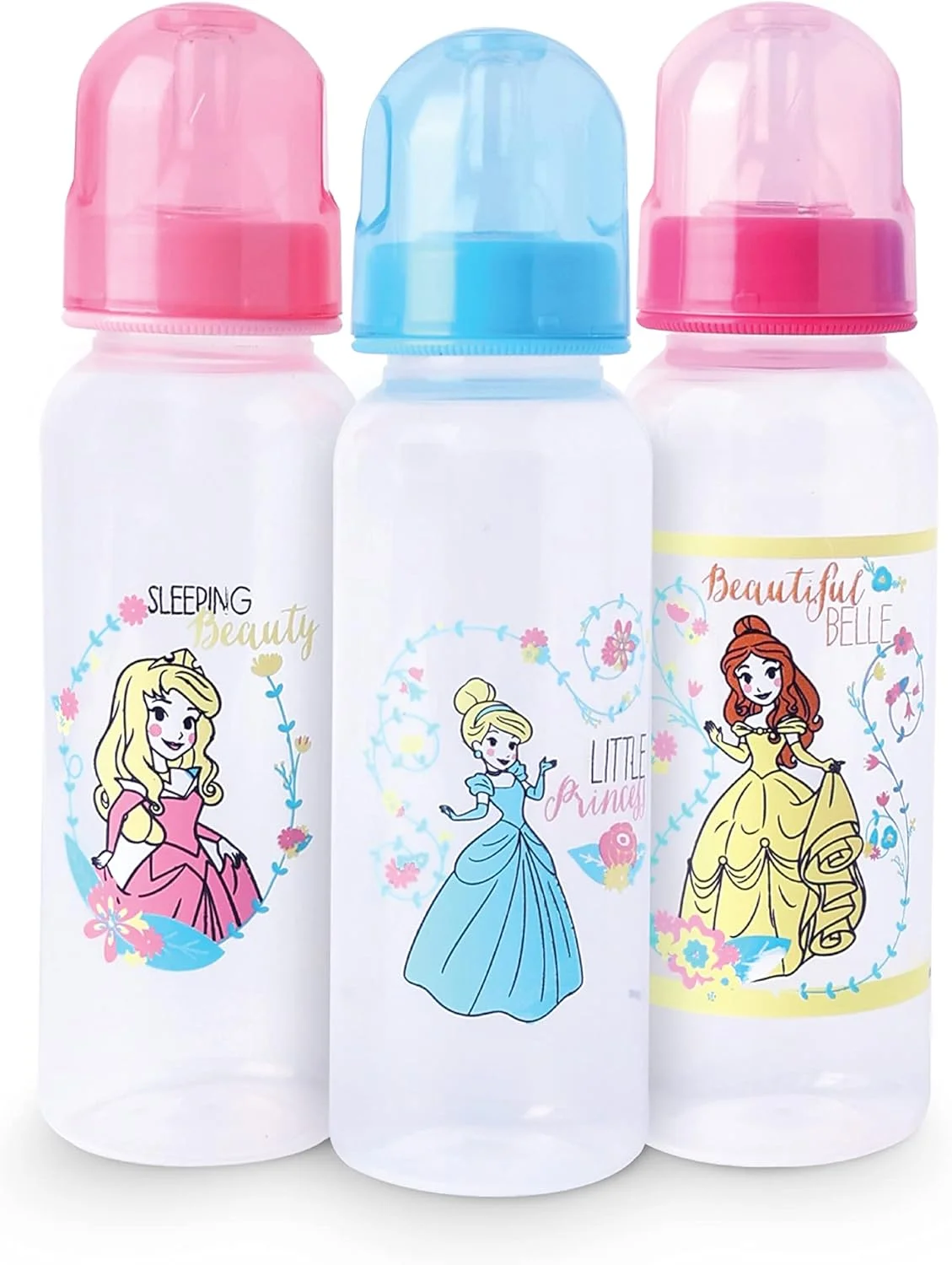 شیشه شیر کودک دیزنی پرنسس بدون BPA، 9 اونس (250 میلی لیتر)، 0+ ماه، بسته 3 عددی، Trha1690، چند رنگ