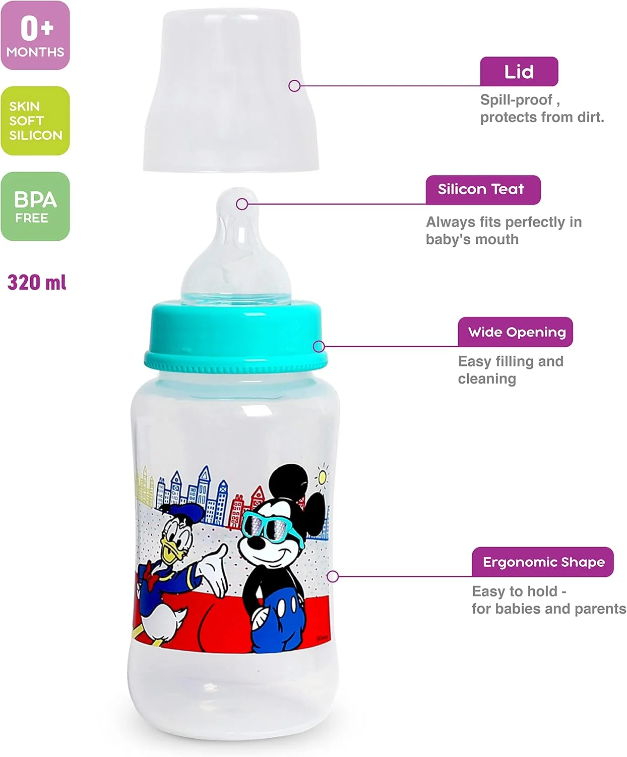 شیشه شیر کودک دیزنی میکی موس، 3+ ماه، 320 میلی لیتر 11 اونس، چند رنگ شیشه شیر کودک دیزنی میکی موس، 3+ ماه، 320 میلی لیتر 11 اونس، چند رنگ