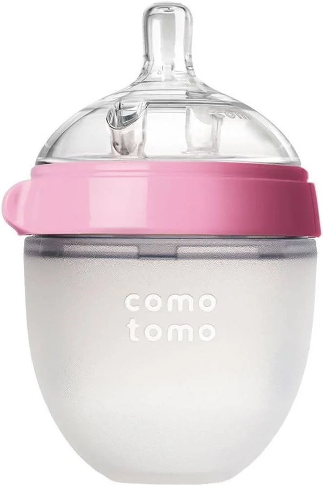 ست شیشه شیر نوزاد Comotomo با حس طبیعی، 150 میلی لیتر جریان آهسته و 240 میلی لیتر جریان متوسط، صورتی