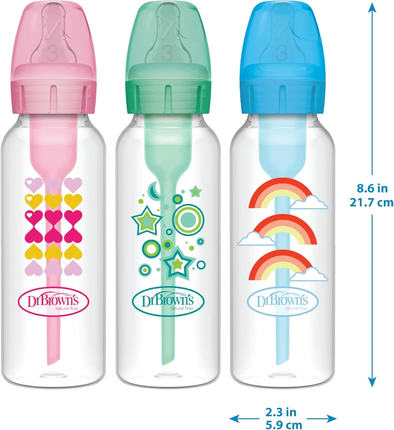 ست شروع بطری ضد نفخ و ضد کولیک آپشنز پلاس باریک دکتر براون، 250 میلی لیتر، با جریان متوسط-سریع سطح 3 و سرپوش نرم سیلیکونی 100%، سبز، 6 ماه به بالا