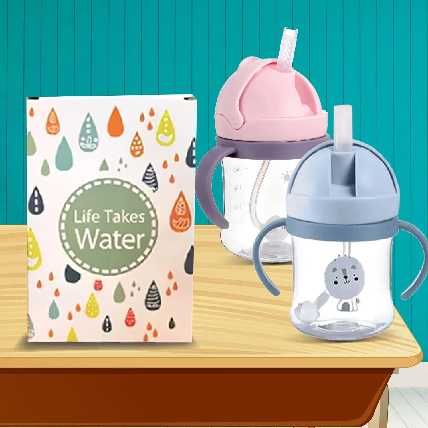 لیوان آبمیوه خوری 260 میلی لیتری GoIndigo با نی، دسته و دهانه نرم - بطری آب ضد چکه کودک با اسباب بازی های زیبا (آبی) لیوان آبمیوه خوری 260 میلی لیتری GoIndigo با نی، دسته و دهانه نرم - بطری آب ضد چکه کودک با اسباب بازی های زیبا (آبی)