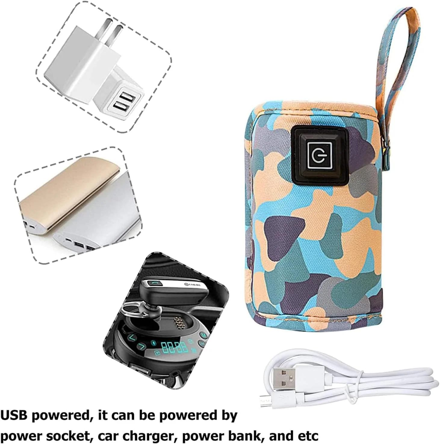 گرمکن شیشه شیر کودک Xspring با پوشش عایق، عایق شیشه شیر کودک USB قابل حمل، گرمکن شیشه شیر با قابلیت تنظیم دما در 3 حالت، گرمکن شیشه شیر مسافرتی برای داخل خانه، خارج از خانه، خرید و رانندگی (5 ولت، آبی)