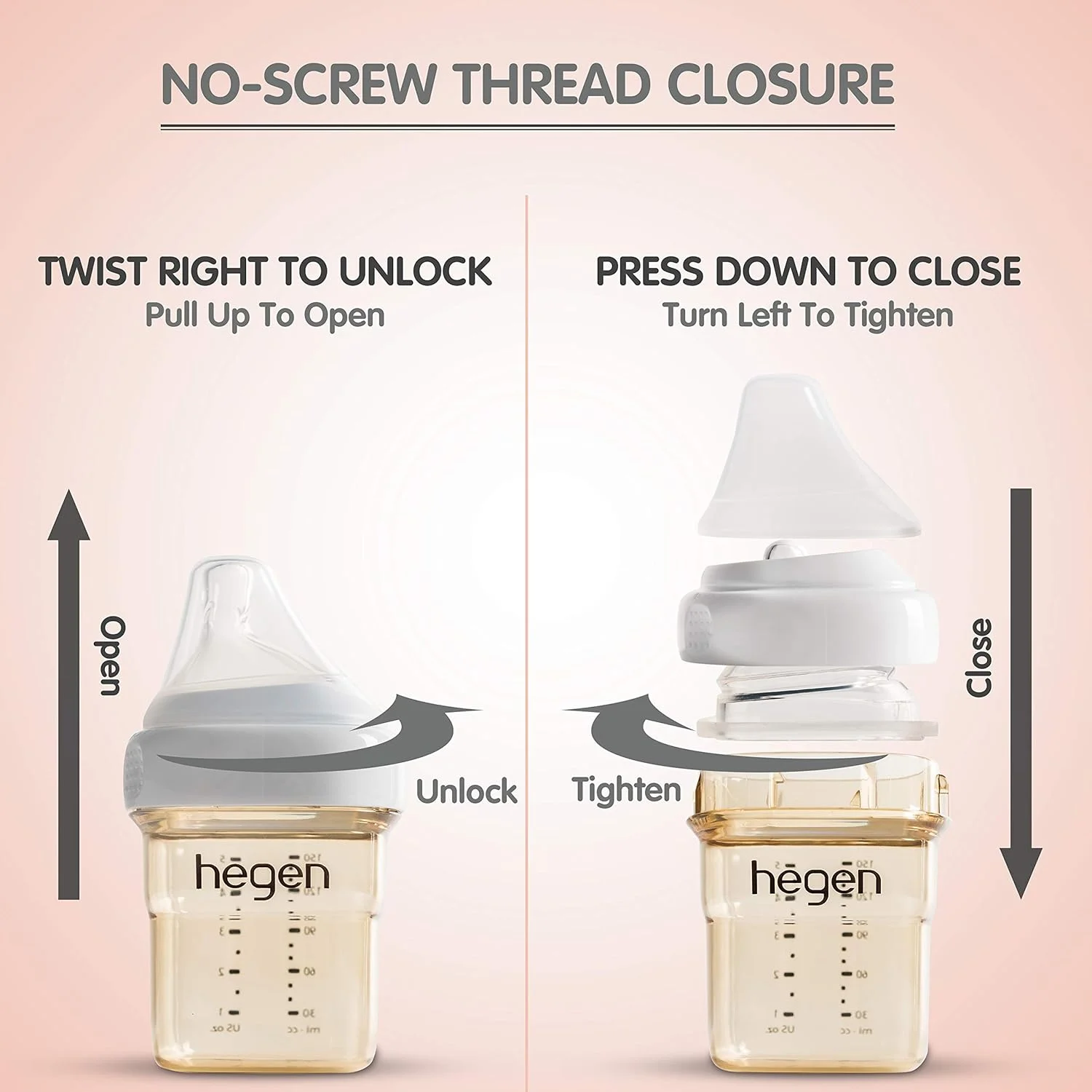 شیشه شیر 330 میلی لیتری Hegen با 2 عدد سرشیشه جریان سریع، درب فشاری برای بستن، چرخشی برای باز کردن (PCTO™)، سرشیشه شبیه سینه مادر، جنس PPSU (پلی فنیل سولفون)، ضد نفخ، بدون BPA، 6+ ماه، بسته 2 عددی شیشه شیر 330 میلی لیتری Hegen با 2 عدد سرشیشه جریان سریع، درب فشاری برای بستن، چرخشی برای باز کردن (PCTO™)، سرشیشه شبیه سینه مادر، جنس PPSU (پلی فنیل سولفون)، ضد نفخ، بدون BPA، 6+ ماه، بسته 2 عددی