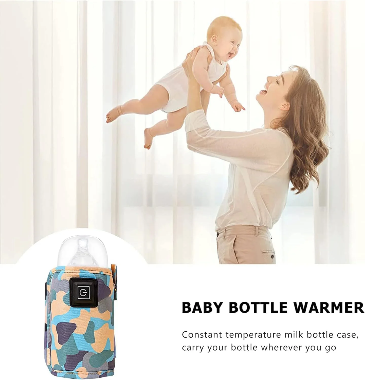 گرمکن شیشه شیر کودک Xspring با پوشش عایق، عایق شیشه شیر کودک USB قابل حمل، گرمکن شیشه شیر با قابلیت تنظیم دما در 3 حالت، گرمکن شیشه شیر مسافرتی برای داخل خانه، خارج از خانه، خرید و رانندگی (5 ولت، آبی)