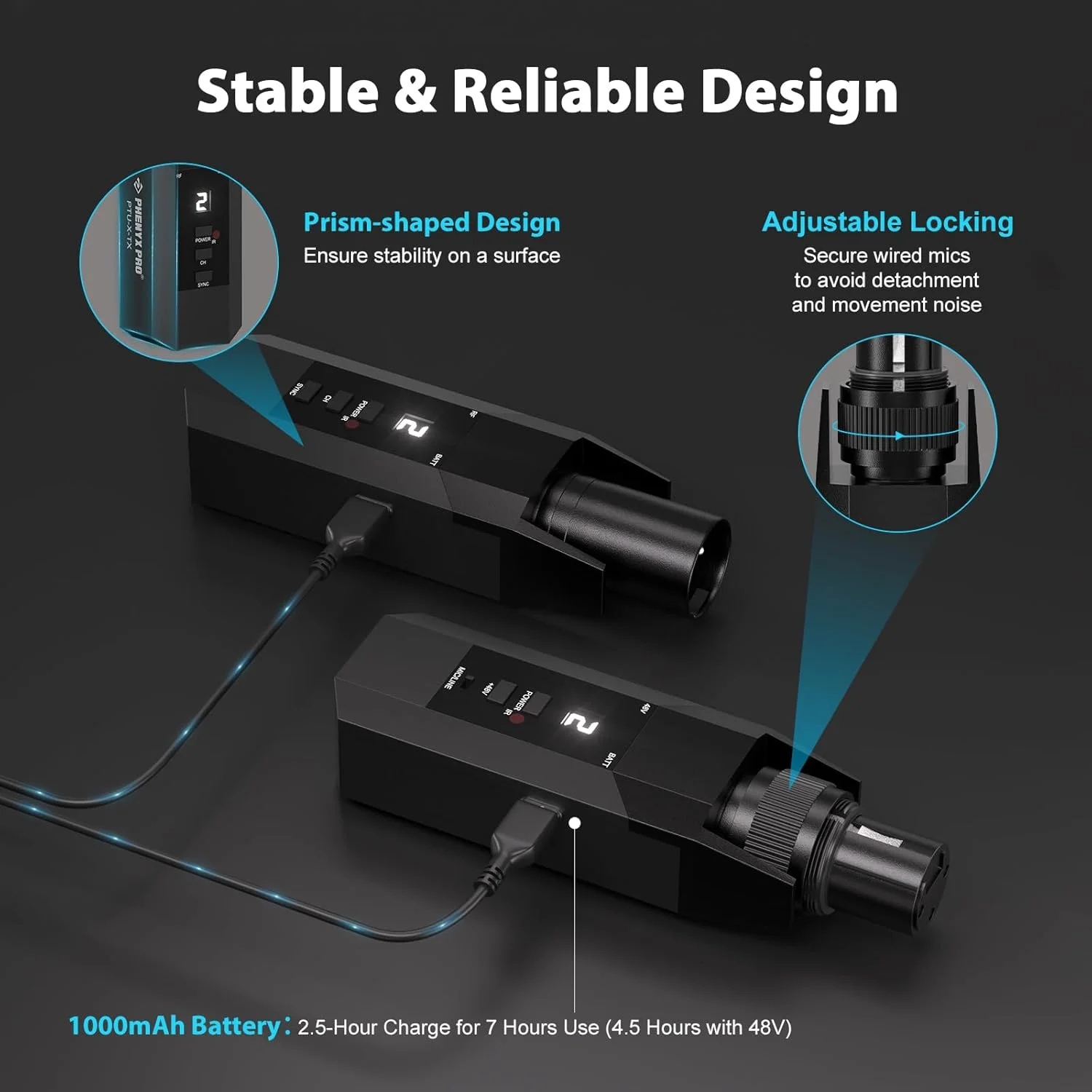 سیستم فرستنده و گیرنده بیسیم XLR پلاگین Phenyx Pro، سیستم میکروفون سیمی به بیسیم با 16 فرکانس UHF، آداپتور میکروفون XLR برای میکروفون دینامیک و کندانسر (PTU-X) سیستم فرستنده و گیرنده بیسیم XLR پلاگین Phenyx Pro، سیستم میکروفون سیمی به بیسیم با 16 فرکانس UHF، آداپتور میکروفون XLR برای میکروفون دینامیک و کندانسر (PTU-X)