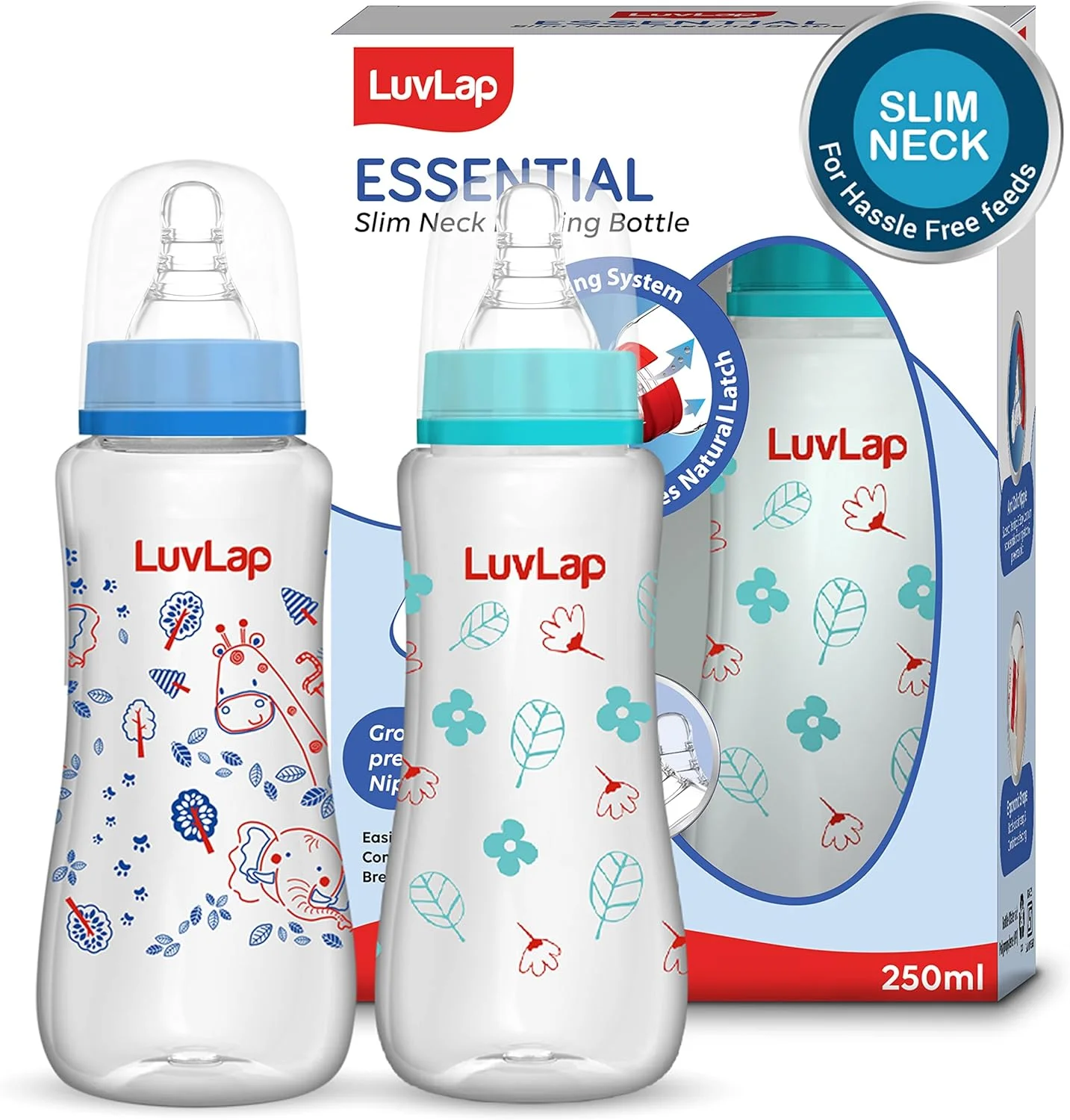 شیشه شیر نوزاد لاو لاپ با گردن باریک، 250 میلی لیتر، بسته 2 عددی، طرح گل وحشی و داستان های جنگل شیشه شیر نوزاد لاو لاپ با گردن باریک، 250 میلی لیتر، بسته 2 عددی، طرح گل وحشی و داستان های جنگل