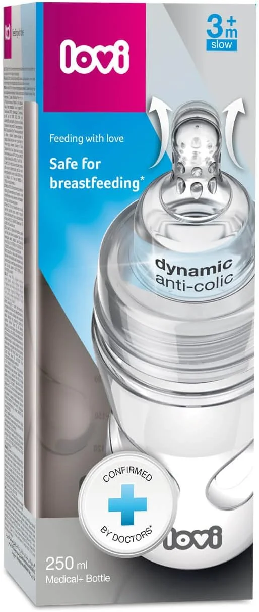 شیشه شیر LOVI Medical+ با سرشیشه دینامیک 250 میلی لیتر 3M+ شیشه شیر LOVI Medical+ با سرشیشه دینامیک 250 میلی لیتر 3M+