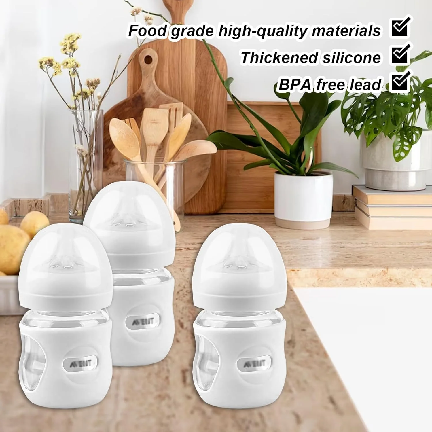 محافظ سیلیکونی شیشه شیر اونت نچرال لانگ جون جون فشن، بسته 3 عددی، ضد شکستگی، سازگار با شیشه شیر کودک، فاقد BPA (120 میلی لیتر) محافظ سیلیکونی شیشه شیر اونت نچرال لانگ جون جون فشن، بسته 3 عددی، ضد شکستگی، سازگار با شیشه شیر کودک، فاقد BPA (120 میلی لیتر)