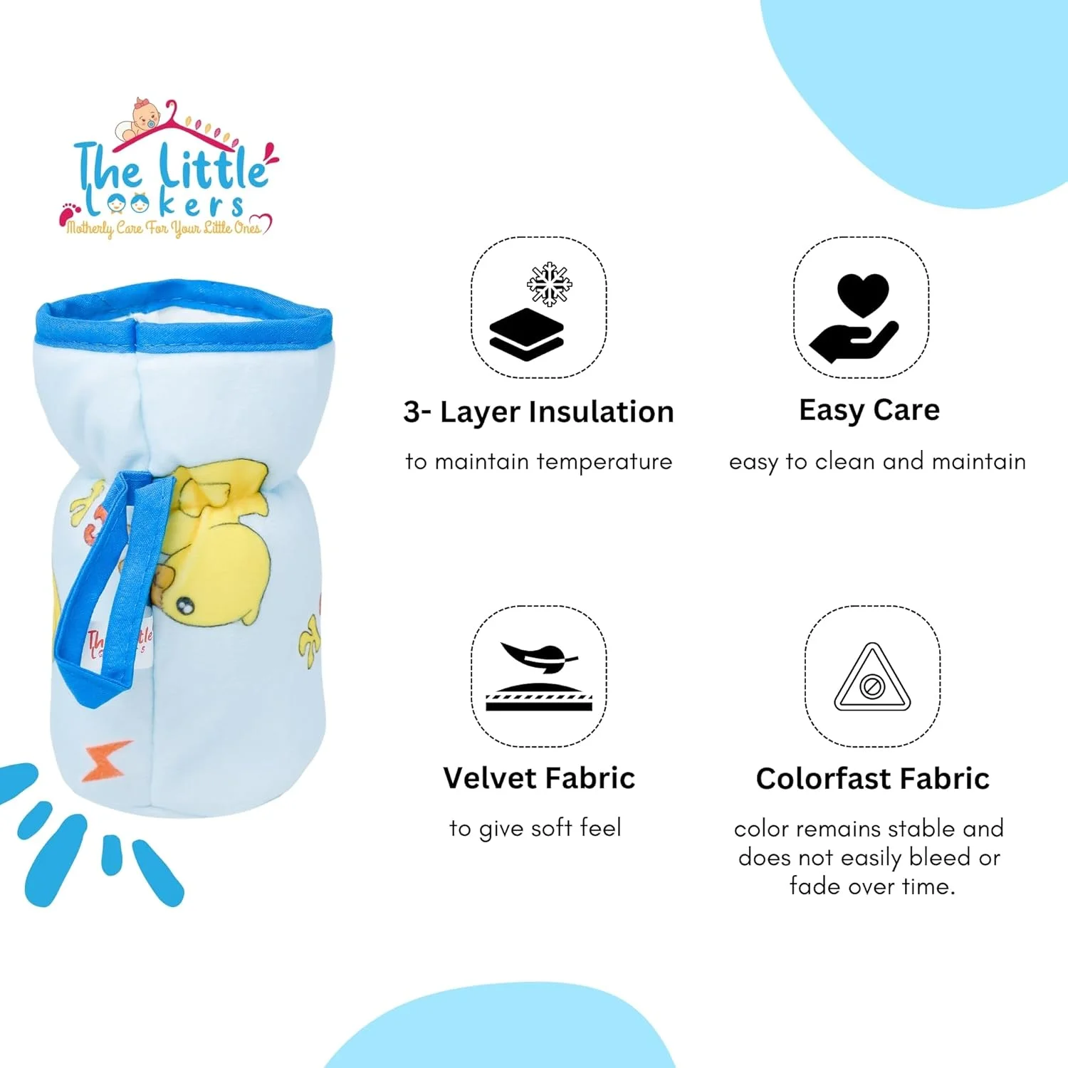 روکش بطری شیر نرم و مخملی کشسان کودک THE LITTLE LOOKERS با بند نگهدارنده آسان | طرح چاپی کلی متحرک زیبا بسته 3 عددی (صورتی، زرد و آبی، گردن باریک 120 میلی لیتر/4 اونس) روکش بطری شیر نرم و مخملی کشسان کودک THE LITTLE LOOKERS با بند نگهدارنده آسان | طرح چاپی کلی متحرک زیبا بسته 3 عددی (صورتی، زرد و آبی، گردن باریک 120 میلی لیتر/4 اونس)