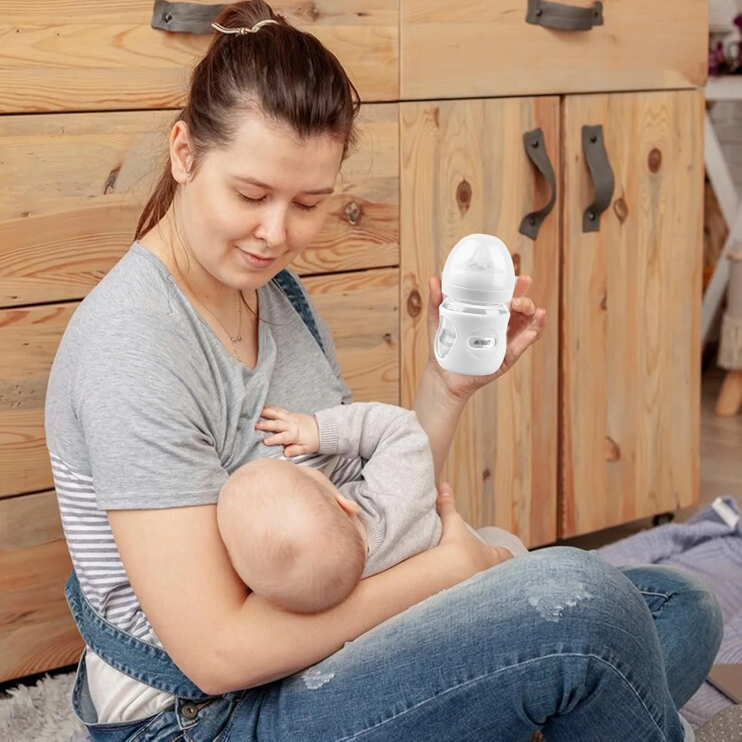 محافظ سیلیکونی شیشه شیر اونت نچرال لانگ جون جون فشن، بسته 3 عددی، ضد شکستگی، سازگار با شیشه شیر کودک، فاقد BPA (120 میلی لیتر) محافظ سیلیکونی شیشه شیر اونت نچرال لانگ جون جون فشن، بسته 3 عددی، ضد شکستگی، سازگار با شیشه شیر کودک، فاقد BPA (120 میلی لیتر)