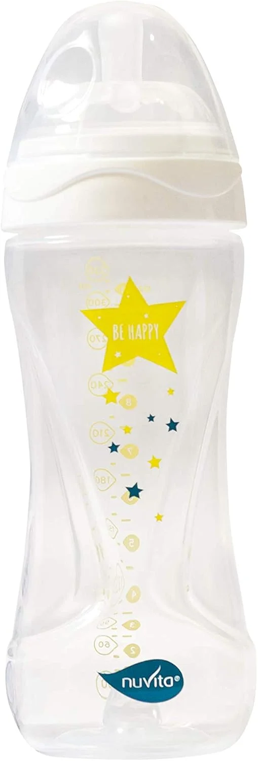 شیشه شیر ضد نفخ نوزاد نوویتا با طراحی ارگونومیک، 330 میلی لیتر شیشه شیر ضد نفخ نوزاد نوویتا با طراحی ارگونومیک، 330 میلی لیتر